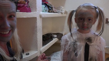 Mother & Daughter Laughing Hard after Make-up