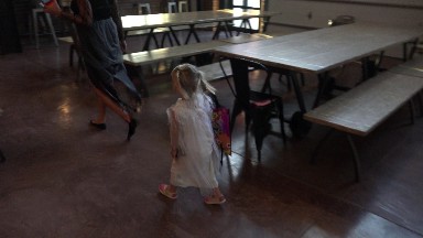 Mother & Daughter Leaving the Restaurant