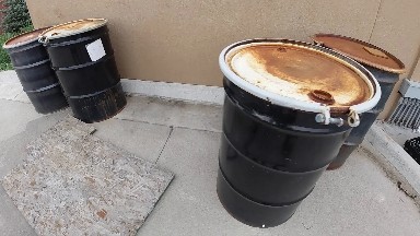 Toxic Waste and Trash Outside Near Buildings. Denver, Colorado