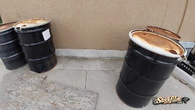 Hazardous Waste Stored Outside. Denver, Colorado.