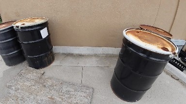 Hazardous Waste Stored Outside. Denver, Colorado.