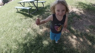 Happy Little Girl Playing With Her Dad