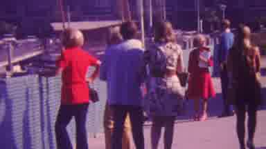 Honolulu Hawaii USA (1964): 1960'S People Walking Down A Board Walk