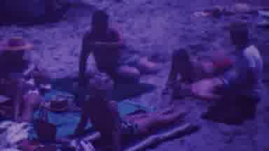 Palm Springs California USA (1964): Family On Crowded Beach Sunbathing In Sand On