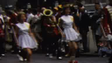 California USA-1961: Parade And Marching Band With Dancers And Crowd