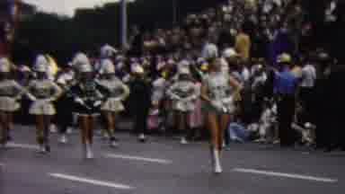 California USA (1961): Parade Featuring Man Dressed As Davy Crockett