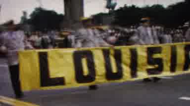 California USA (1961): Band Playing Muysic On Parade Float
