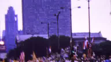 California USA (1961): Parade In New York With Men Carrying A Banner