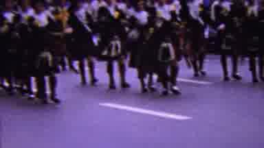 California USA (1961): Marching Team Synchronized Parade Before Spectators City