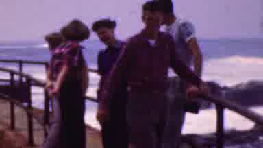 Cleveland Ohio USA (1953): People Talking On Beach Pier