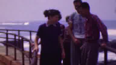 Cleveland Ohio USA (1953): Group Of 5 People Socializing On A Bridge Near Open