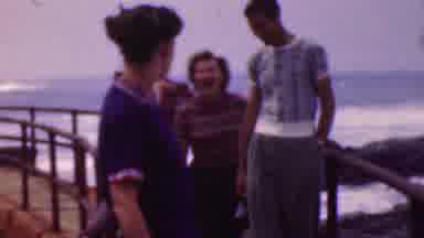 Cleveland Ohio USA (1953): Young Couples Walking Near Ocean