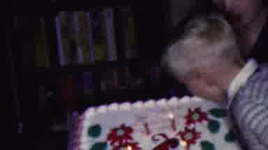 Cleveland Ohio USA (1953): Little Boy Blowing Out The Candles On A Cake