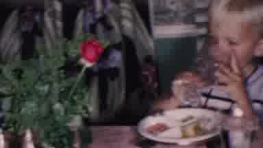 Cleveland Ohio USA (1953): Little Boy Enjoying Holiday Dinner