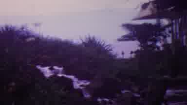 Hawaii USA (1962): Water Rushing Down Hill Near A Gazebo