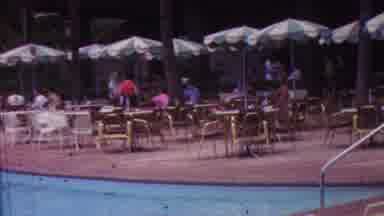 Hawaii USA (1962): Poolside Hotel Tables Umbrellas Palm Trees Adults