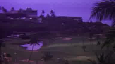 Hawaii USA (1962): Building Near Beach With Trees And Pond And Branches Blowing In