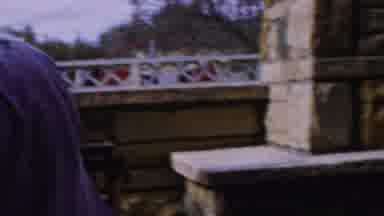 Columbus Ohio USA (1954): White Man Cooking Backyard