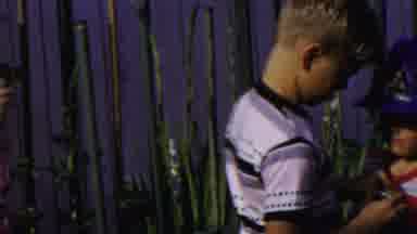 Columbus Ohio USA (1954): Child Puts A Badge On Another Child's T-Shirt