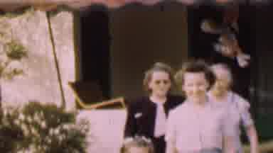 San Diego California USA (1955): A Ladies As A Family Leaving A Restaurant