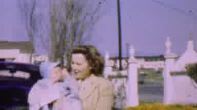 San Diego California USA (1955): Woman Taking Baby For A Walk In The Sunshine