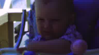 San Diego California USA (1955): Baby In High Chair Playing With Toys