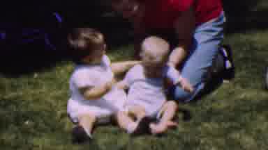 Dallas Texas USA (1956): Babies Playing Biting Head Pulling Hair Brothers Family