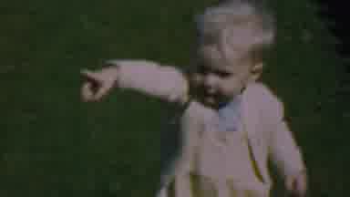 Dallas Texas USA (1956): Baby Pointing And Walking In A Sunny Yard And Then Being