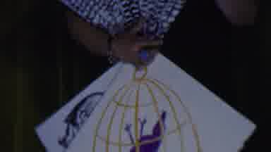 Dallas Texas USA (1956): Woman Singing While Holding A Fan With Multiple Images On
