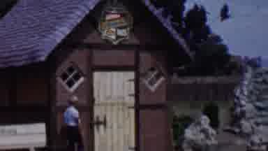 SOLVANG CALIFORNIA USA-1955: A Boy Entering a Wooden Playhouse