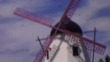 Solvang California USA (1955): Wind Mill Captured Red Cloud