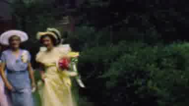 Detroit Michigan USA (1950): Clip Of Two Bridesmaids Entering Church