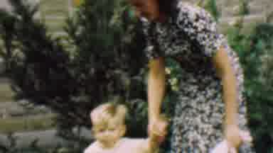 Detroit Michigan USA (1950): Woman Poses With Toddler In Front Of Home