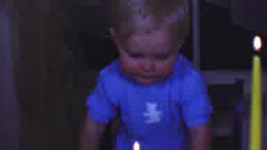 Terra Haute Indiana USA-1963: Baby Happy Playing Near Candle