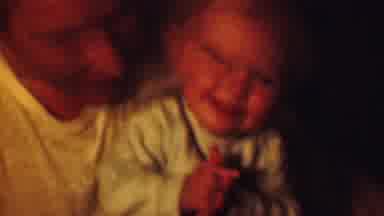 Terra Haute Indiana USA (1963): Father And Laughing Blond Baby Holding Book With
