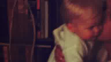Terra Haute Indiana USA (1963): Blond Man Lifts Blond Baby In Pjs