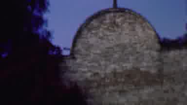 San Diego California USA (1961): Cross On Top Of Stone Wall By Trees And Blue Sky
