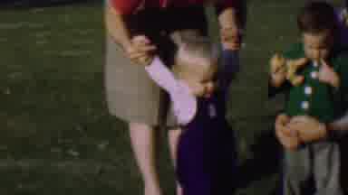 San Diego California USA (1961): A Child First Steps While Mother Holds Her Hands