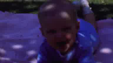 San Diego California USA (1961): Baby Playing Outside On Blanket With Parent(S)