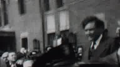 Albany New York USA (1937): Man Waving To Crowd Amid Police Escort