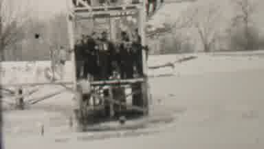 Albany New York USA (1937): Men Group Plumage Into Lake During Winter Season