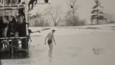 Albany New York USA (1937): Man Walking On Ice After Swimming In Freezing Water