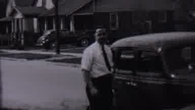 ALBANY NEW YORK USA-1937: Man By Car And Family Porch Gathering