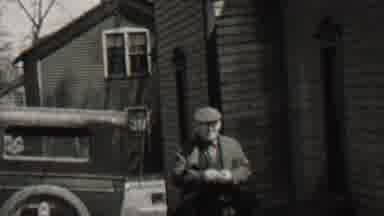 Beachwood New Jersey USA (1937): A Puppy In The Snow And An Old Guy Walking On The