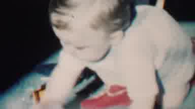Des Moines Iowa USA (1959): Baby Plays With Toy Truck