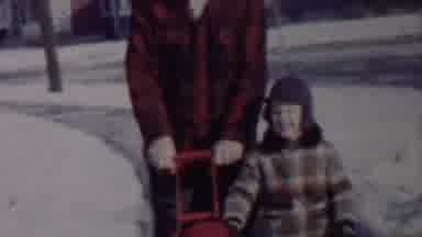 Lincoln Nebraska USA (1962): Dad Goes Out With The Two Kids In The Cold Winter