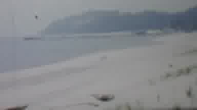 Louisiana USA (1959): A Boy Plays On A Sandy Beach Lining An Ocean Inlet Flanked