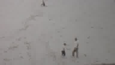 Louisiana USA (1959): People On A Large Sandy Beach One Stops And Waves
