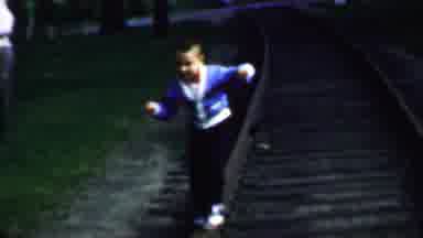 Louisiana USA (1959): Boy Balancing On Railroad Track