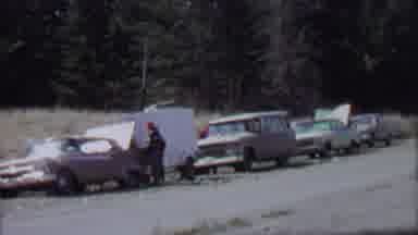 Farragut State Park Idaho USA (1967): Several Cars Parked Alongside The Road As